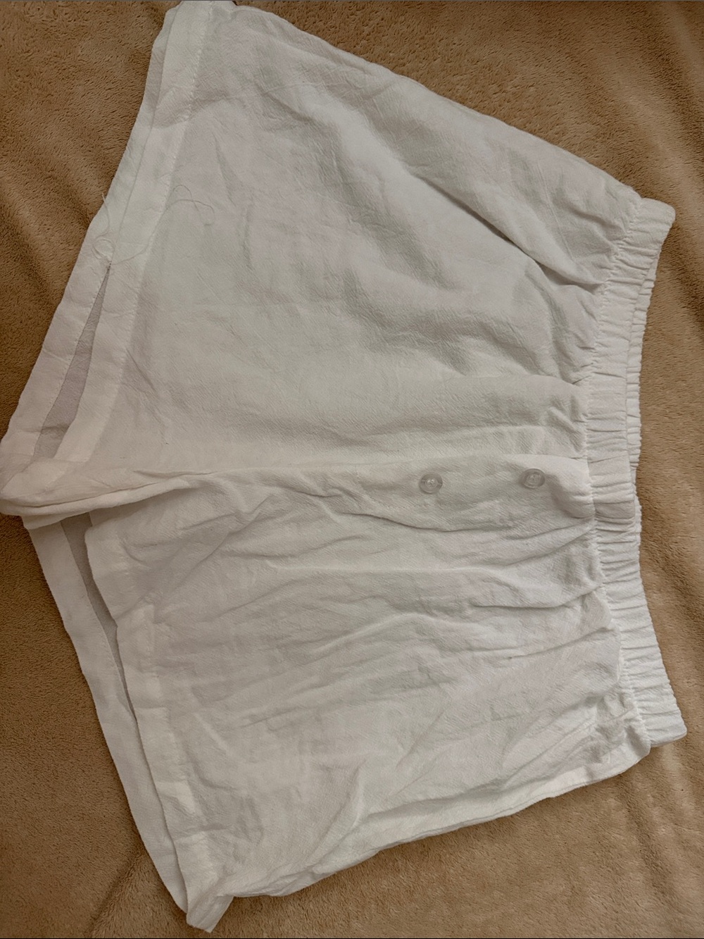 White Lightweight Elastic Waist Shorts
